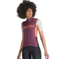 Sportful Supergiara Logo Fietstrui Dames - 569 Bordeaux/Abbey Stone