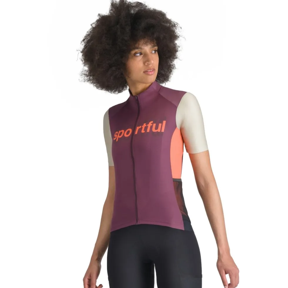 Sportful Supergiara Logo Fietstrui Dames - 569 Bordeaux/Abbey Stone
