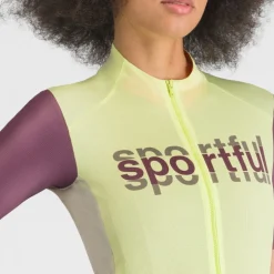 Sportful Supergiara Logo Fietstrui Dames - 3500 Shadow Lime/Bordeaux