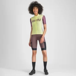 Sportful Supergiara Logo Fietstrui Dames - 3500 Shadow Lime/Bordeaux