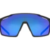 Uvex mtn perform Bril - black-blue matt/supravision mirror blue
