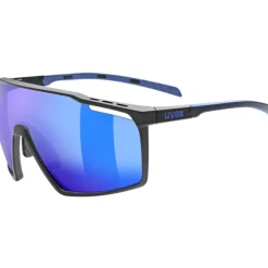 Uvex mtn perform Bril - black-blue matt/supravision mirror blue