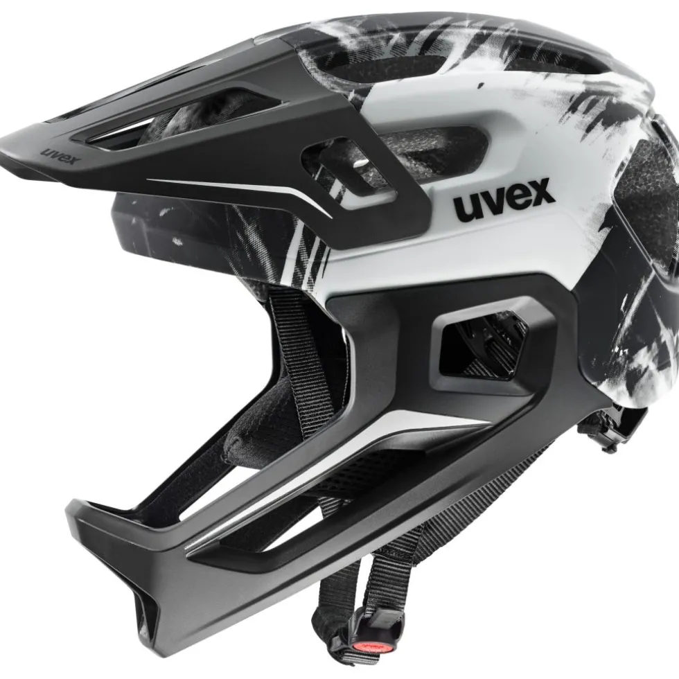 Uvex react jr. Fullface Kinder-fietshelm - black-white matt