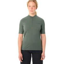 Vaude Qimsa Pro Half-Zip Shirt met Korte Mouwen Dames - agave