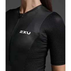 2XU Aero Hex Sleeved Trisuit Dames - zwart/wit