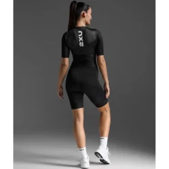 2XU Aero Hex Sleeved Trisuit Dames - zwart/wit