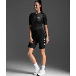2XU Aero Hex Sleeved Trisuit Dames - zwart/wit