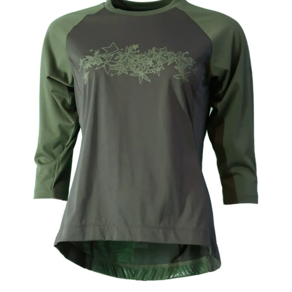 Zimtstern PureFlowz MTB Fietsshirt met 3/4 Mouwen Dames - forest night/bronze green