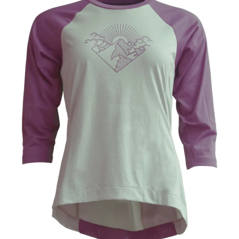 Zimtstern PureFlowz MTB Fietsshirt met 3/4 Mouwen Dames - Fog Green/Berry