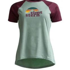 Zimtstern Sunsetz Shirt met Korte Mouwen Dames - Granite Green/Windsor Wine