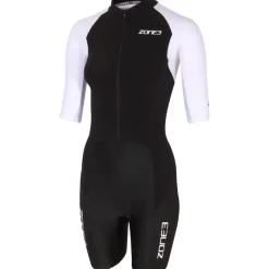 Zone3 Lava Long Distance Trisuit met Korte Mouwen Dames - zwart/wit/groen